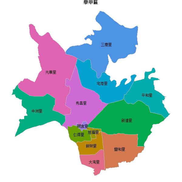 學甲區乡镇地图shp数据火星坐标系(gcj02).shp