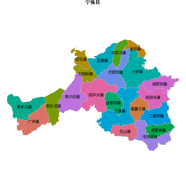 宁强县乡镇地图JSON数据火星坐标系(gcj02).json