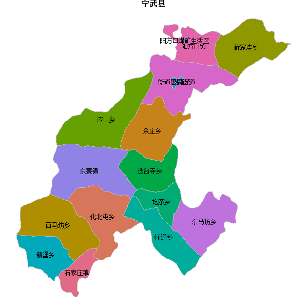 宁武县乡镇地图JSON数据火星坐标系(gcj02).json