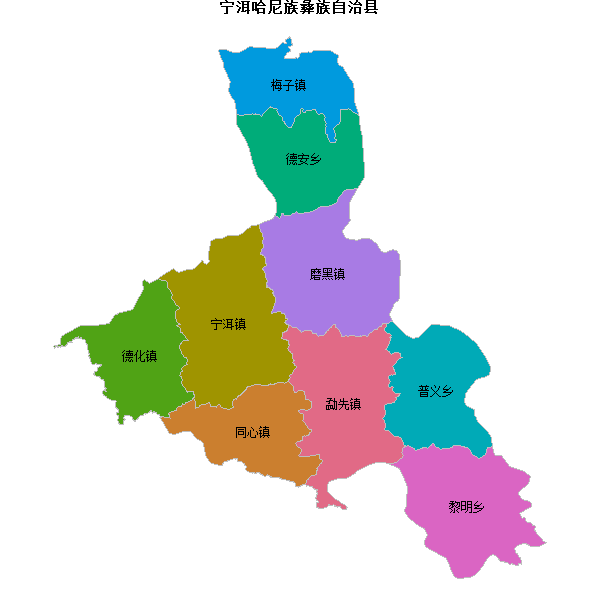 宁洱哈尼族彝族自治县乡镇地图JSON数据火星坐标系(gcj02).json