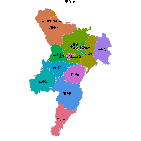 安义县乡镇地图JSON数据火星坐标系(gcj02).json