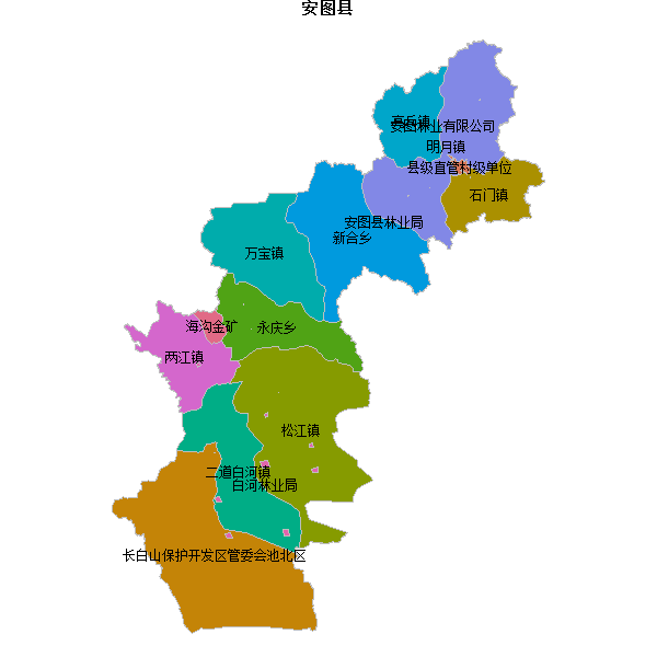 安图县乡镇地图JSON数据火星坐标系(gcj02).json