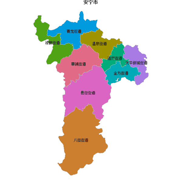 安宁市乡镇地图JSON数据火星坐标系(gcj02).json