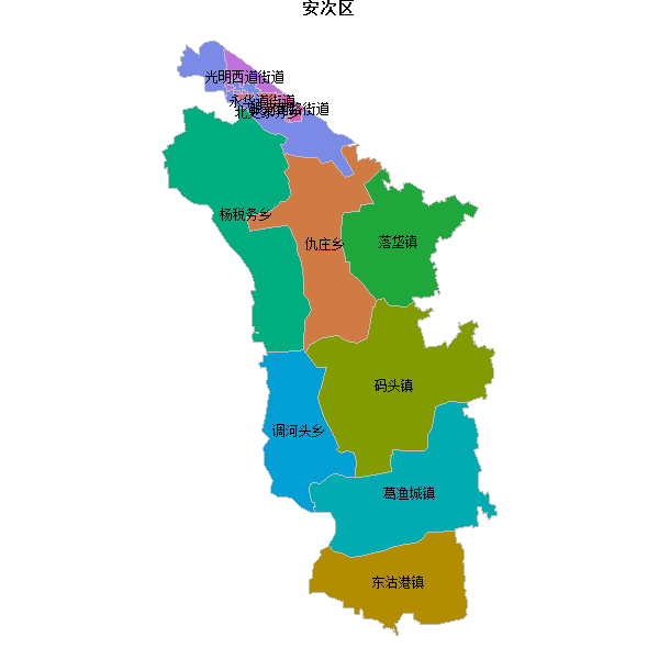 安次区乡镇地图JSON数据火星坐标系(gcj02).json