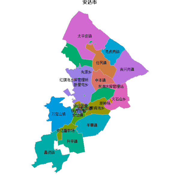 安达市乡镇地图JSON数据火星坐标系(gcj02).json