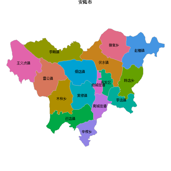 安陆市乡镇地图JSON数据火星坐标系(gcj02).json