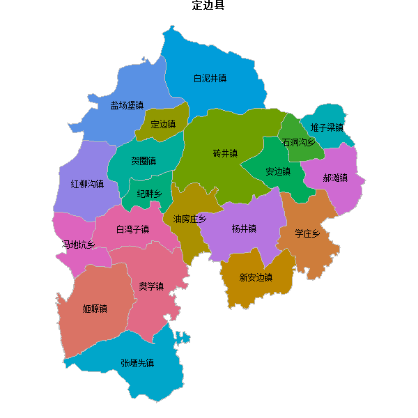 定边县乡镇地图JSON数据火星坐标系(gcj02).json