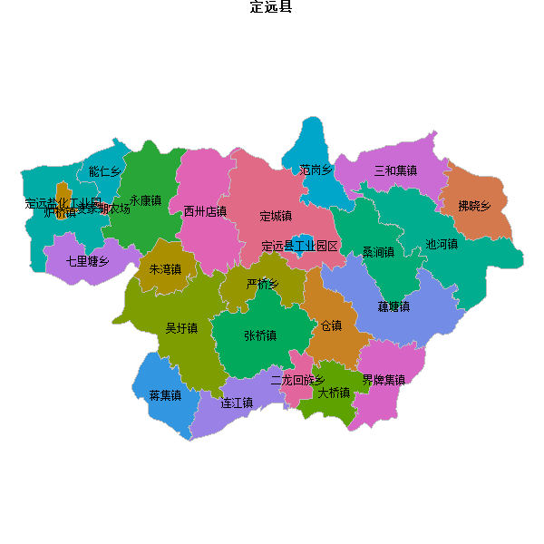 定远县乡镇地图JSON数据火星坐标系(gcj02).json