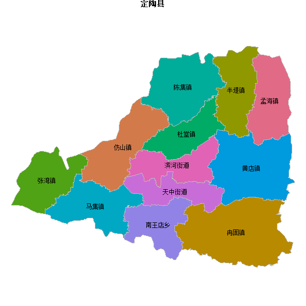 定陶县乡镇地图JSON数据火星坐标系(gcj02).json