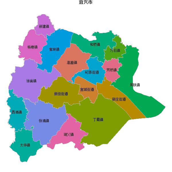 宜兴市乡镇地图JSON数据火星坐标系(gcj02).json