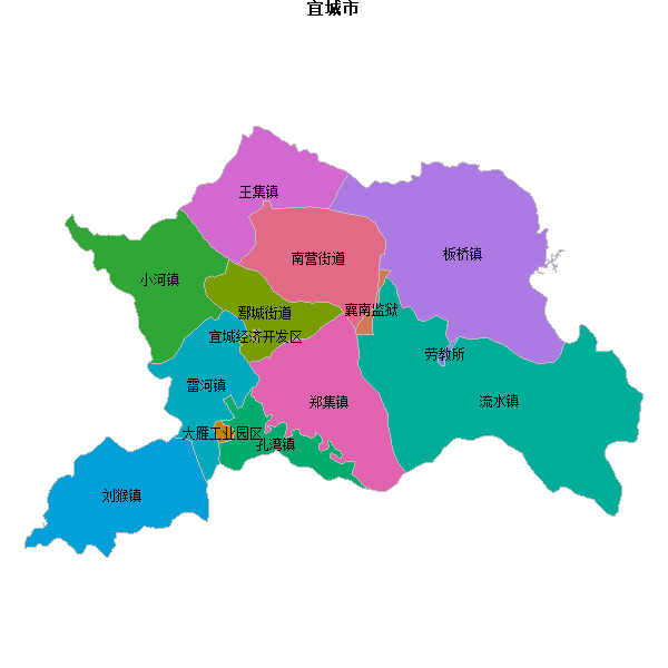 宜城市乡镇地图shp数据百度坐标系(bd09).shp