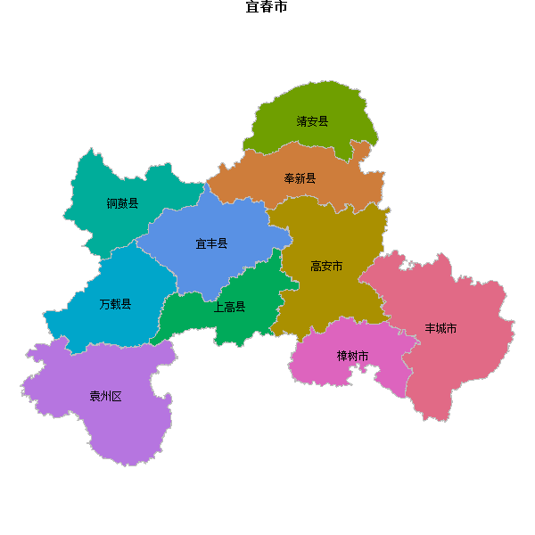 宜春市地图JSON数据火星坐标系(gcj02).json