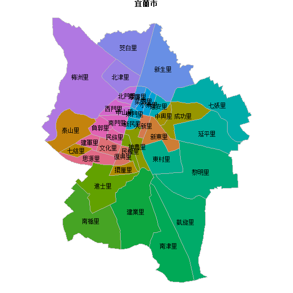 宜蘭市乡镇地图JSON数据百度坐标系(bd09).json
