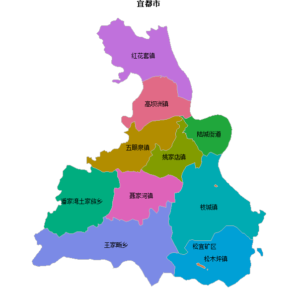 宜都市乡镇地图JSON数据火星坐标系(gcj02).json