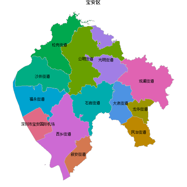 宝安区乡镇地图JSON数据火星坐标系(gcj02).json