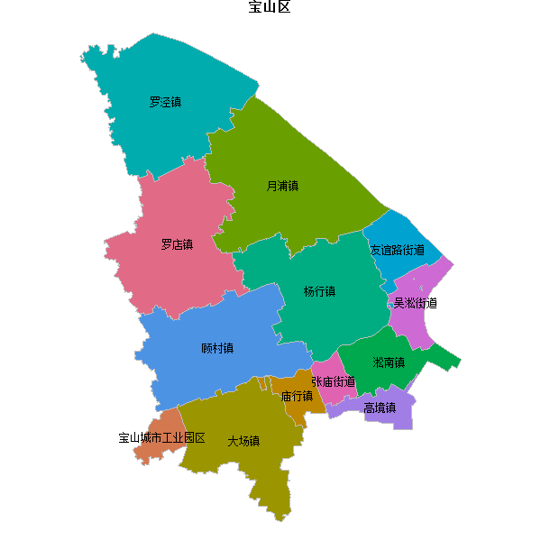 宝山区乡镇地图JSON数据火星坐标系(gcj02).json