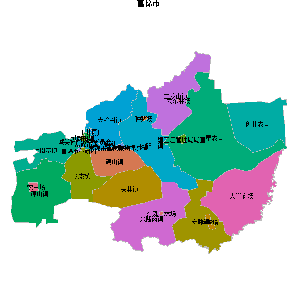 富锦市乡镇地图JSON数据火星坐标系(gcj02).json