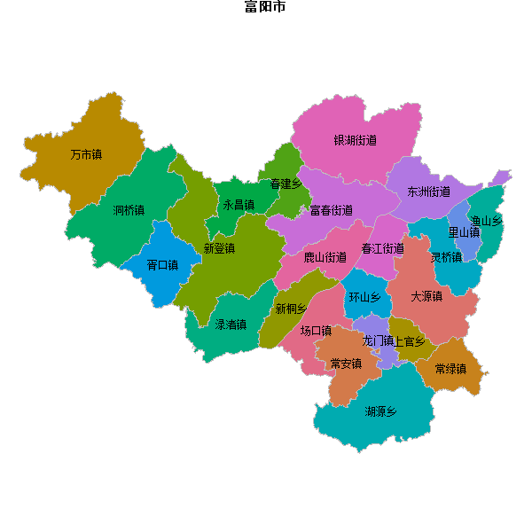 富阳市乡镇地图JSON数据火星坐标系(gcj02).json