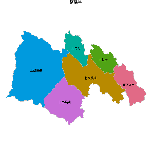 察隅县乡镇地图JSON数据火星坐标系(gcj02).json