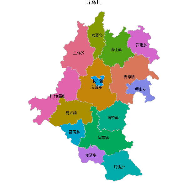 寻乌县乡镇地图JSON数据火星坐标系(gcj02).json