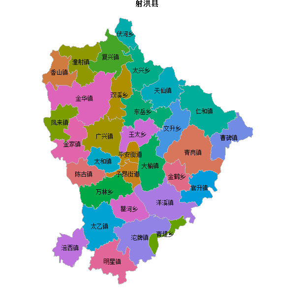 射洪县乡镇地图JSON数据火星坐标系(gcj02).json