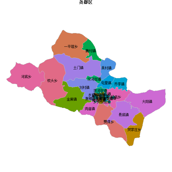 尧都区乡镇地图JSON数据火星坐标系(gcj02).json