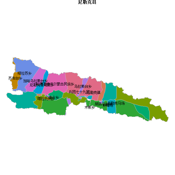 尼勒克县乡镇地图shp数据百度坐标系(bd09).shp