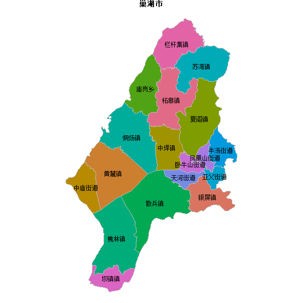 巢湖市乡镇地图JSON数据火星坐标系(gcj02).json