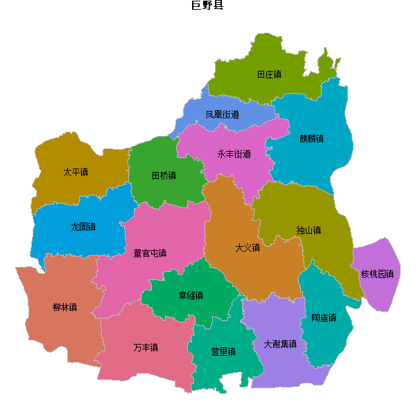 巨野县乡镇地图JSON数据火星坐标系(gcj02).json