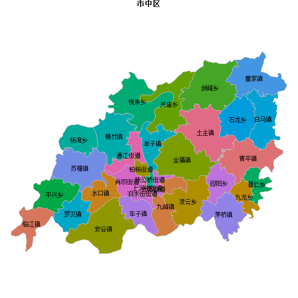 市中区乡镇地图JSON数据火星坐标系(gcj02).json