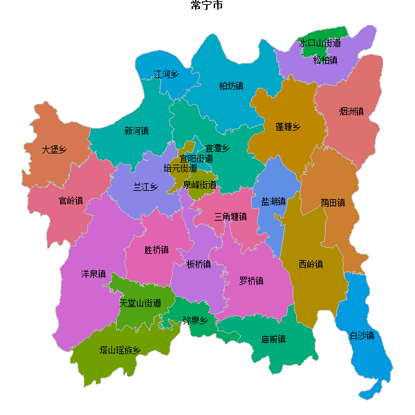常宁市乡镇地图JSON数据火星坐标系(gcj02).json
