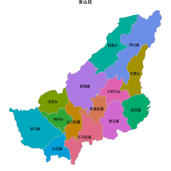 常山县乡镇地图JSON数据火星坐标系(gcj02).json