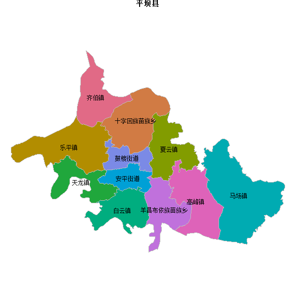 平坝县乡镇地图JSON数据火星坐标系(gcj02).json