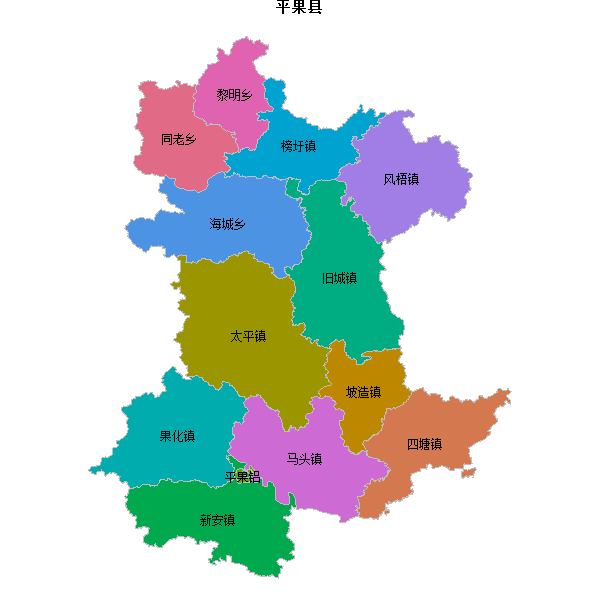平果县乡镇地图shp数据百度坐标系(bd09).shp