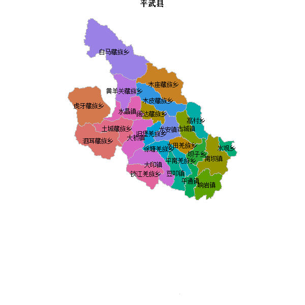 平武县乡镇地图JSON数据火星坐标系(gcj02).json
