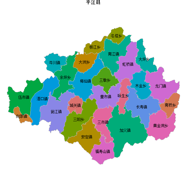 平江县乡镇地图JSON数据火星坐标系(gcj02).json