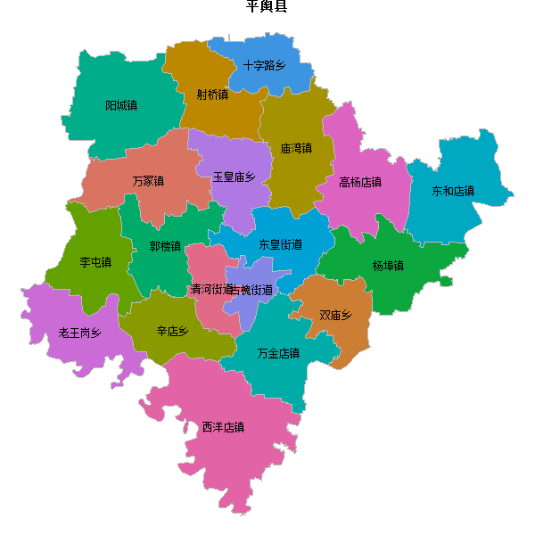 平舆县乡镇地图JSON数据火星坐标系(gcj02).json