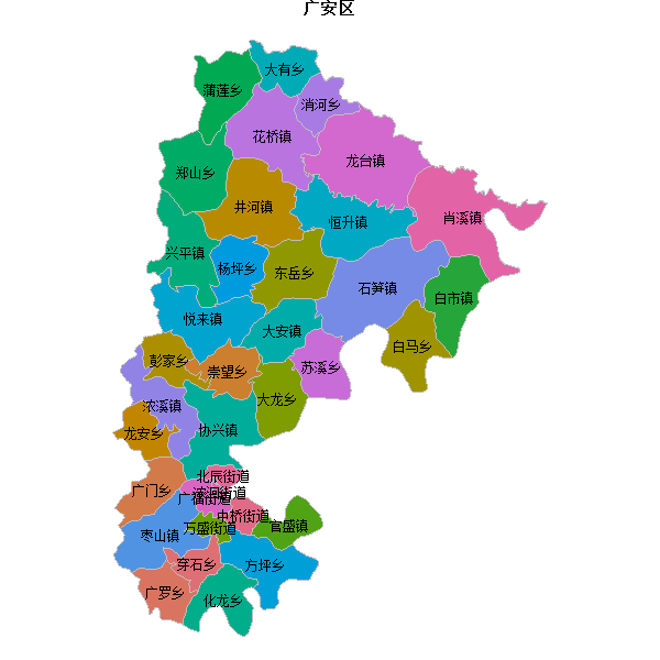 广安区乡镇地图JSON数据火星坐标系(gcj02).json