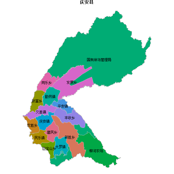 庆安县乡镇地图JSON数据火星坐标系(gcj02).json
