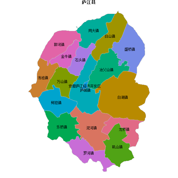 庐江县乡镇地图shp数据百度坐标系(bd09).shp
