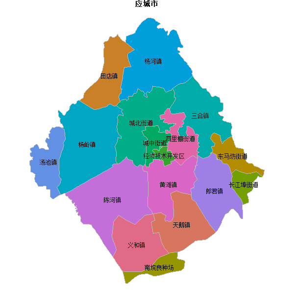 应城市乡镇地图JSON数据火星坐标系(gcj02).json