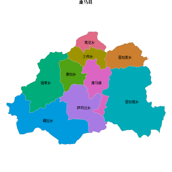 康马县乡镇地图JSON数据火星坐标系(gcj02).json
