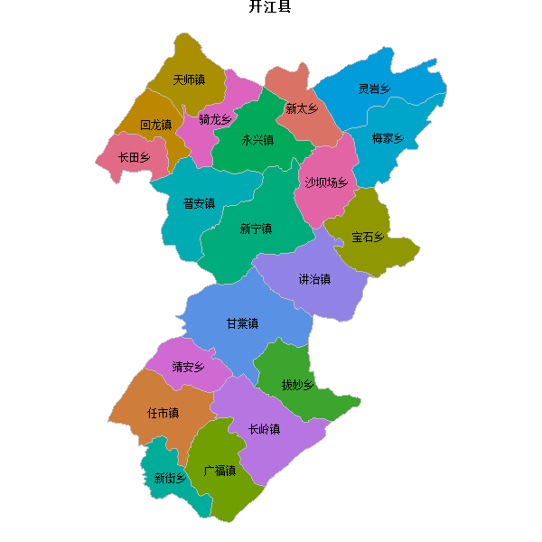 开江县乡镇地图shp数据百度坐标系(bd09).shp