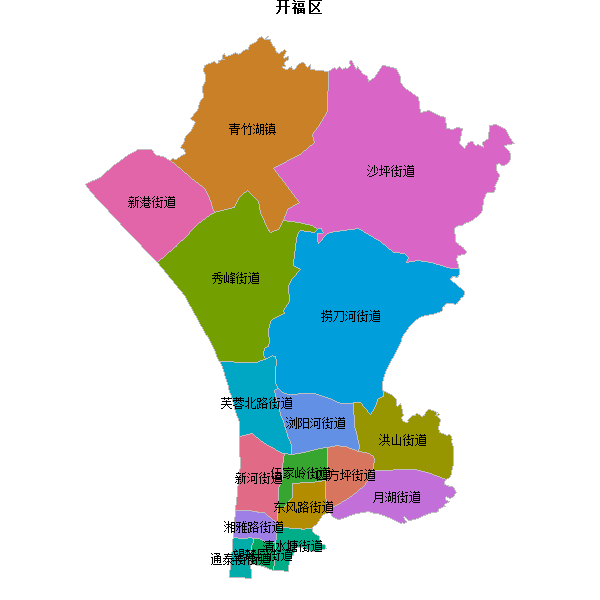 开福区乡镇地图JSON数据火星坐标系(gcj02).json