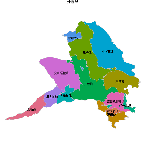 开鲁县乡镇地图JSON数据火星坐标系(gcj02).json