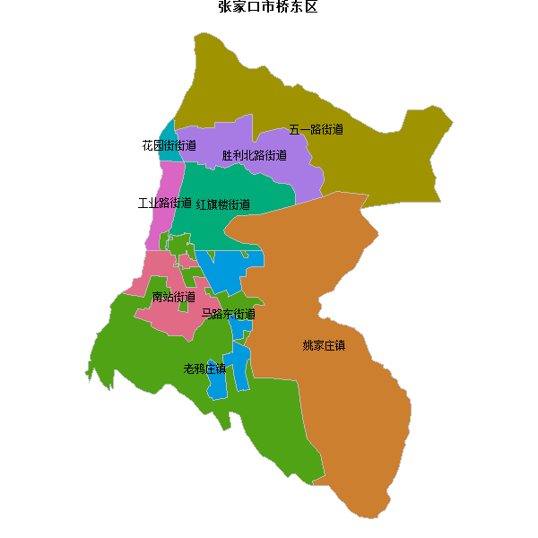 张家口市桥东区乡镇地图JSON数据百度坐标系(bd09).json