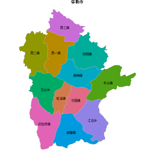 弥勒市乡镇地图JSON数据百度坐标系(bd09).json