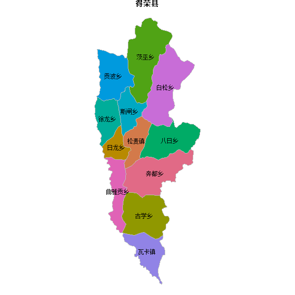 得荣县乡镇地图shp数据火星坐标系(gcj02).shp