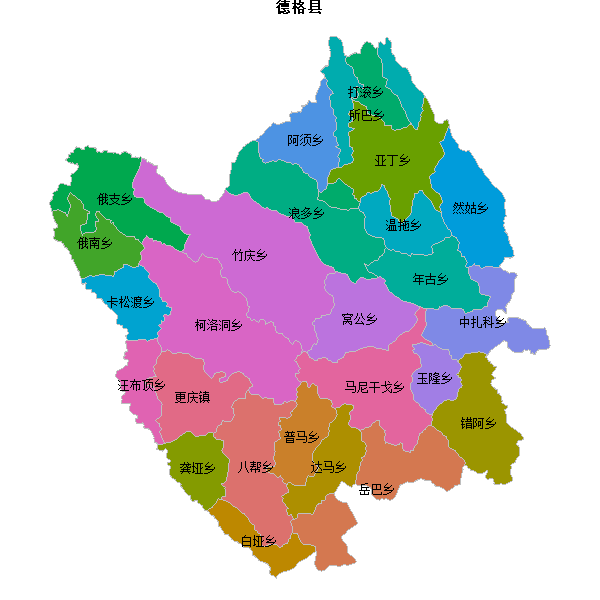 德格县乡镇地图shp数据火星坐标系(gcj02).shp