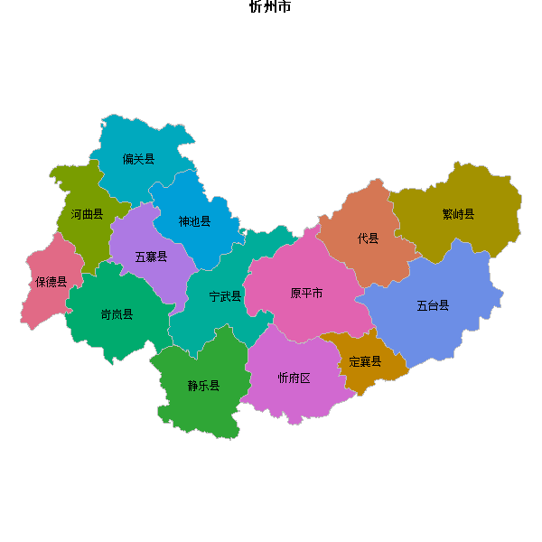 忻州市地图JSON数据火星坐标系(gcj02).json
